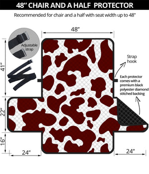 Chocolate Brown And White Cow Print Half Sofa Protector