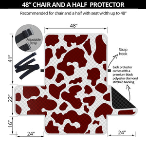 Chocolate Brown And White Cow Print Half Sofa Protector