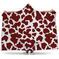 Chocolate Brown And White Cow Print Hooded Blanket