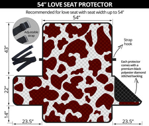 Chocolate Brown And White Cow Print Loveseat Protector