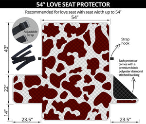 Chocolate Brown And White Cow Print Loveseat Protector