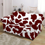 Chocolate Brown And White Cow Print Loveseat Slipcover