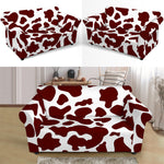 Chocolate Brown And White Cow Print Loveseat Slipcover