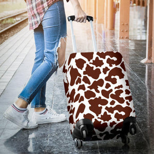 Chocolate Brown And White Cow Print Luggage Cover GearFrost