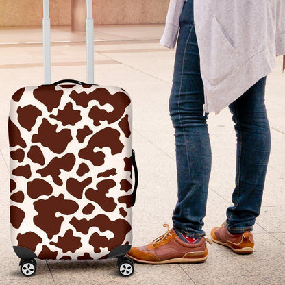 Chocolate Brown And White Cow Print Luggage Cover GearFrost