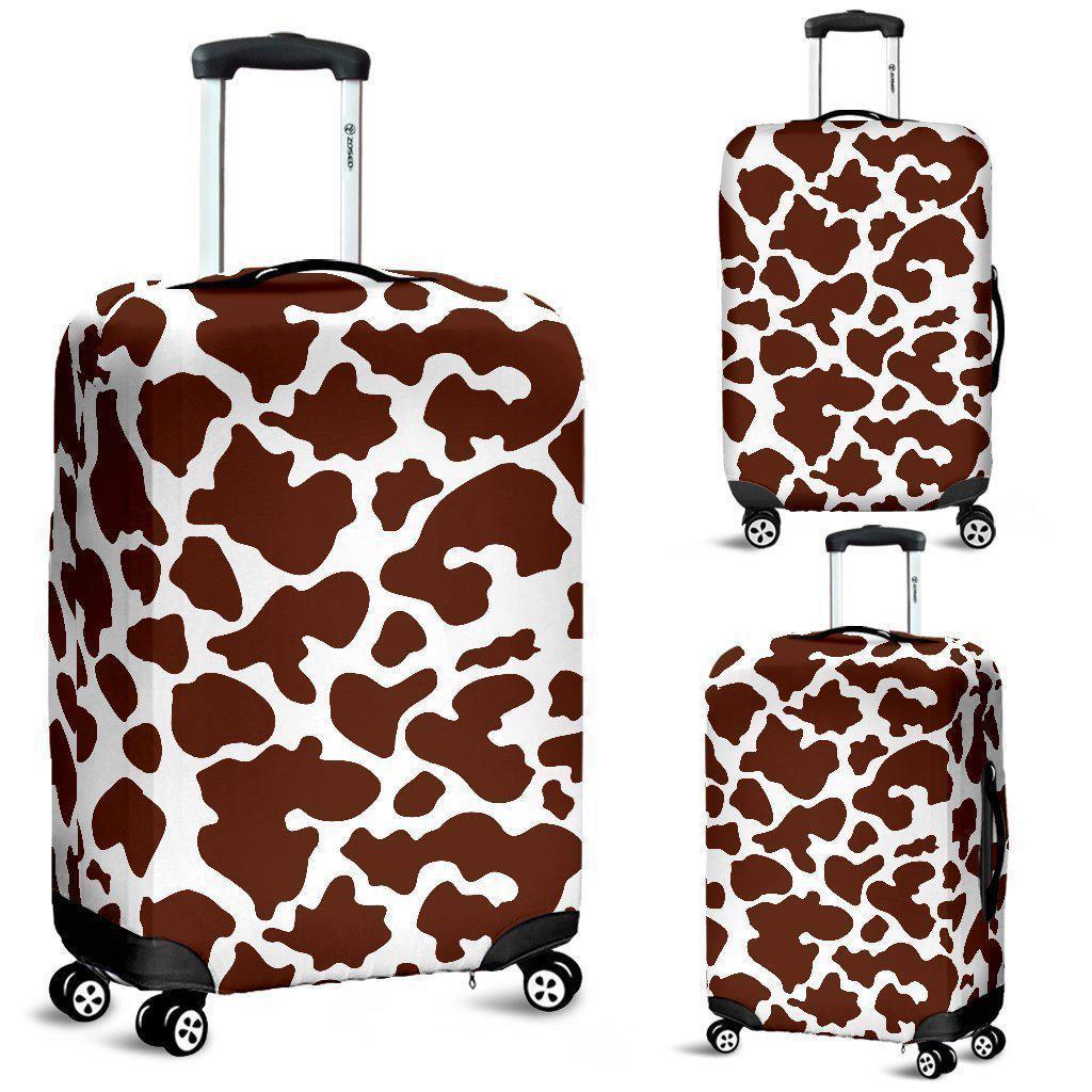 Chocolate Brown And White Cow Print Luggage Cover GearFrost