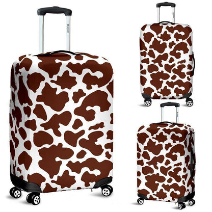 Chocolate Brown And White Cow Print Luggage Cover GearFrost