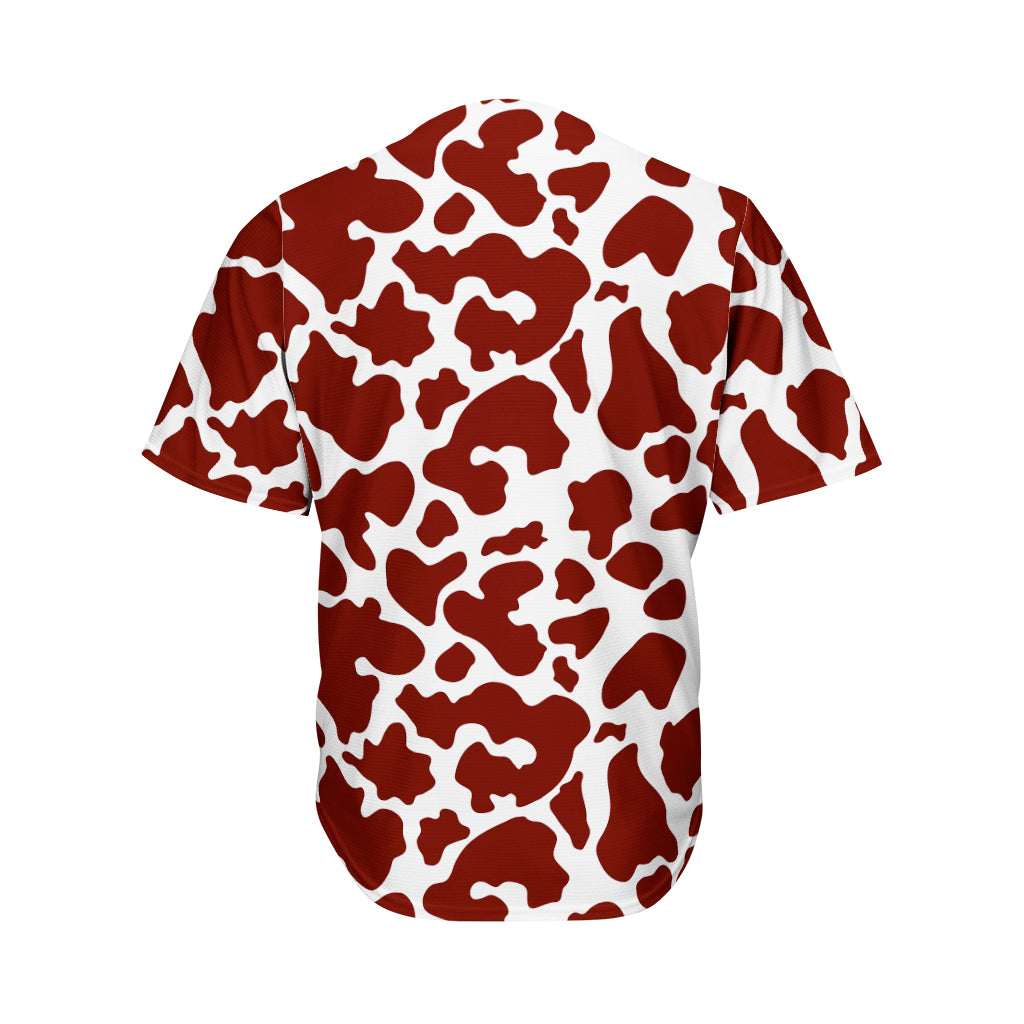 Chocolate Brown And White Cow Print Men's Baseball Jersey