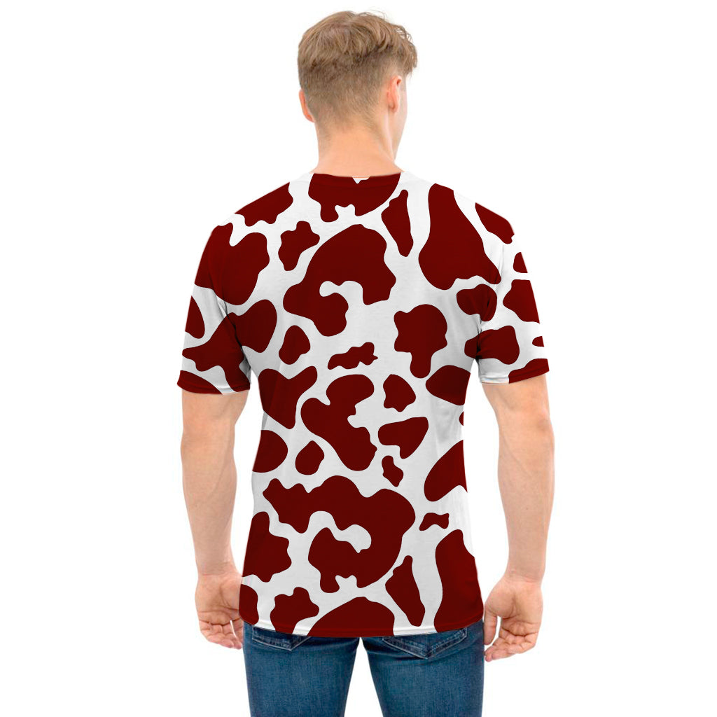 Chocolate Brown And White Cow Print Men's T-Shirt