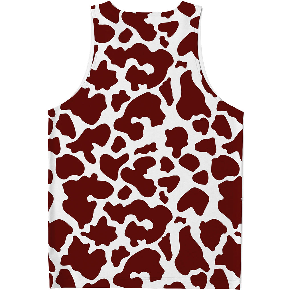Chocolate Brown And White Cow Print Men's Tank Top