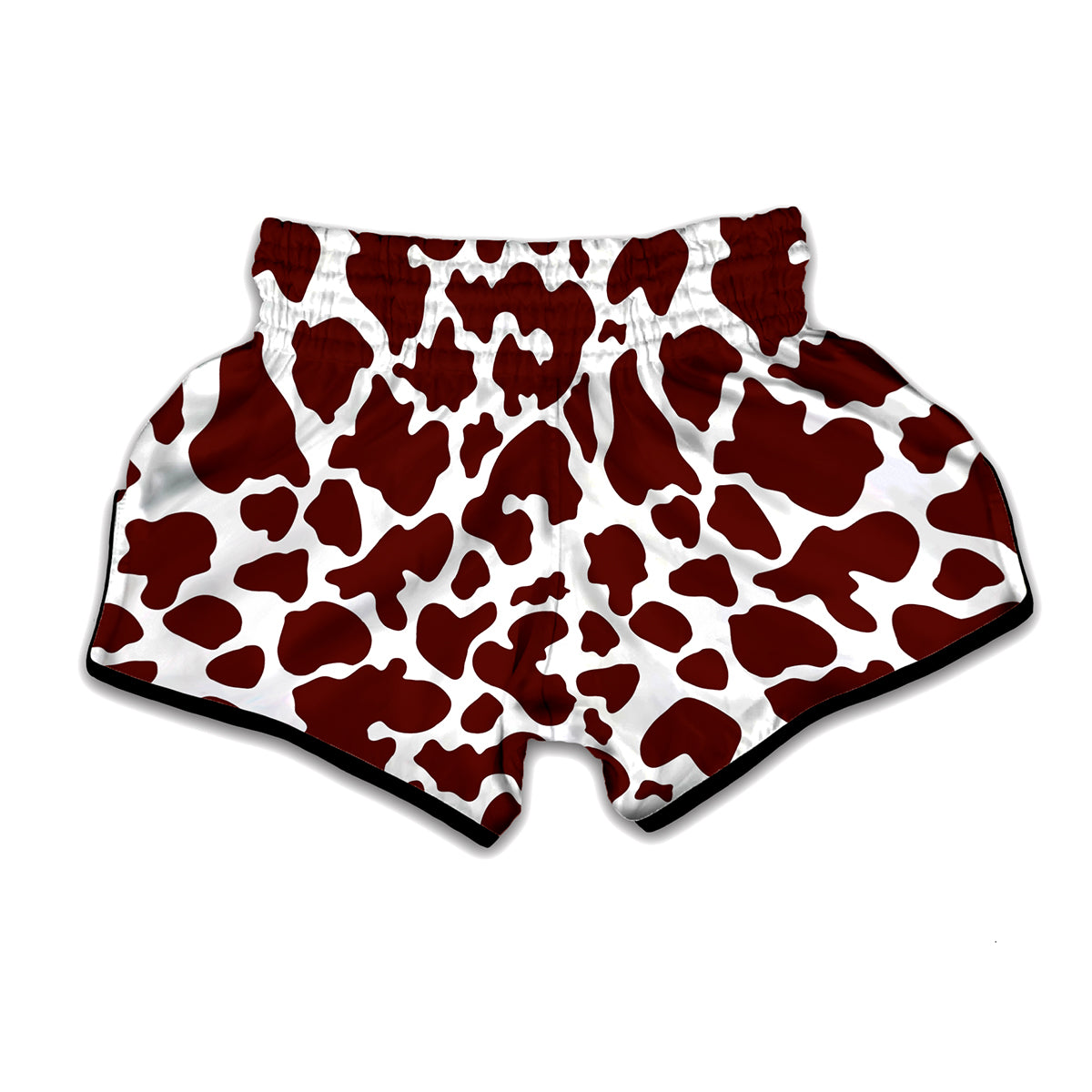 Chocolate Brown And White Cow Print Muay Thai Boxing Shorts