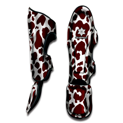 Chocolate Brown And White Cow Print Muay Thai Shin Guard