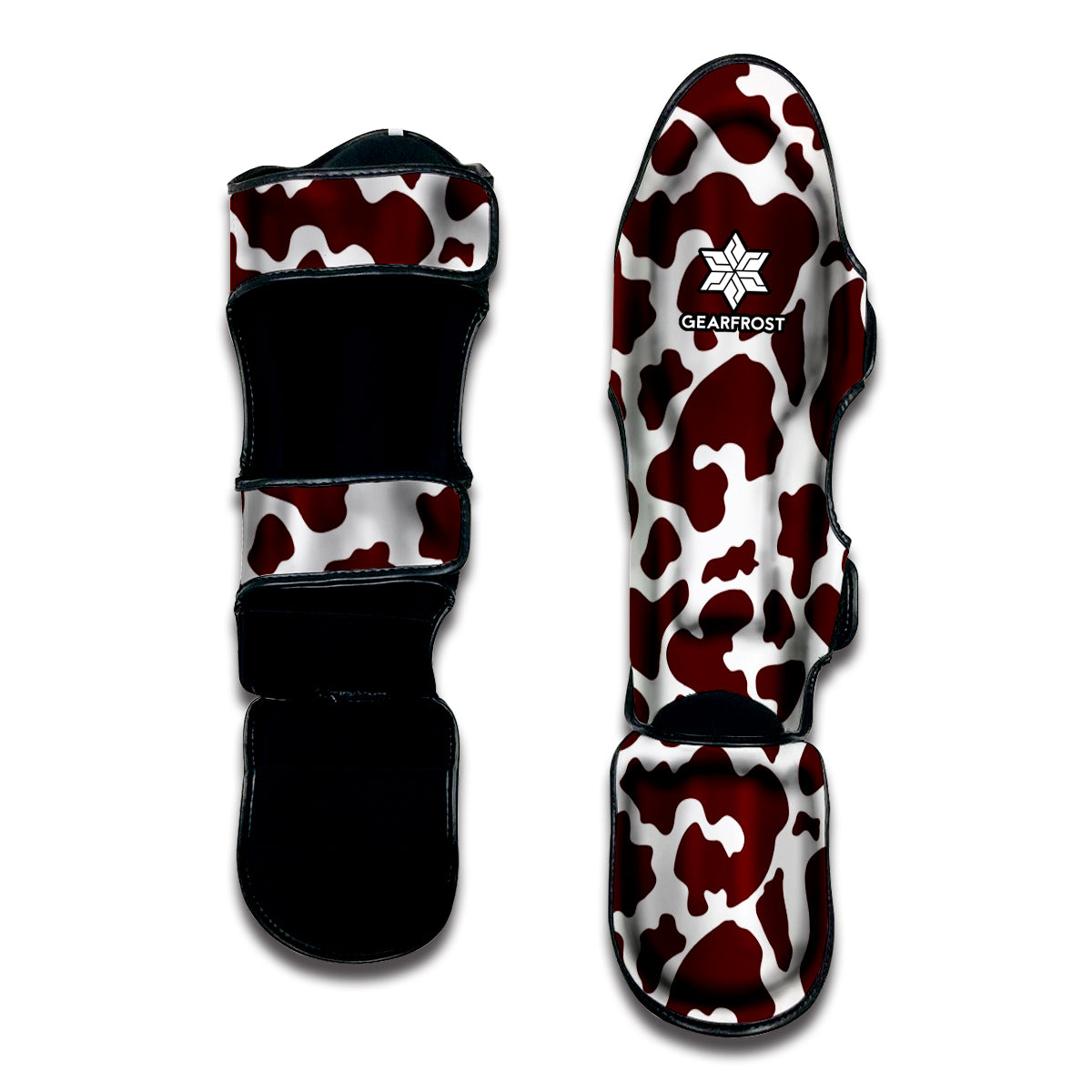 Chocolate Brown And White Cow Print Muay Thai Shin Guard