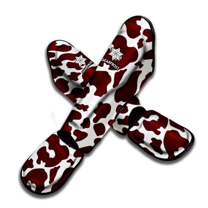 Chocolate Brown And White Cow Print Muay Thai Shin Guard