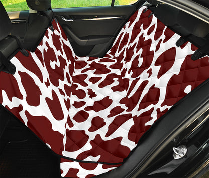 Chocolate Brown And White Cow Print Pet Car Back Seat Cover