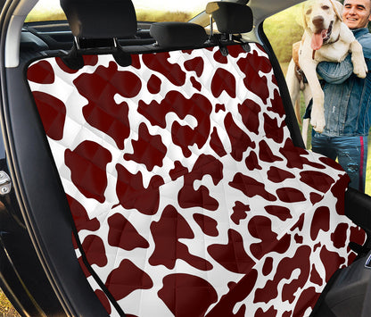 Chocolate Brown And White Cow Print Pet Car Back Seat Cover