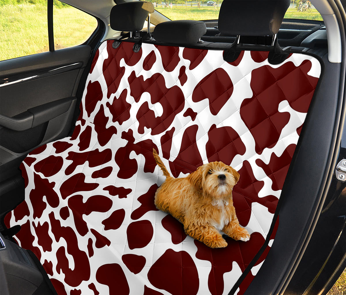 Chocolate Brown And White Cow Print Pet Car Back Seat Cover