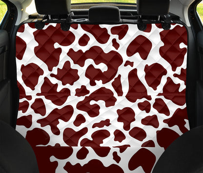 Chocolate Brown And White Cow Print Pet Car Back Seat Cover