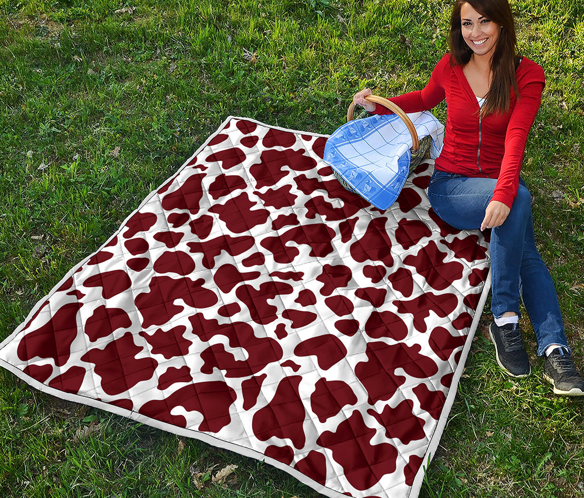 Chocolate Brown And White Cow Print Quilt