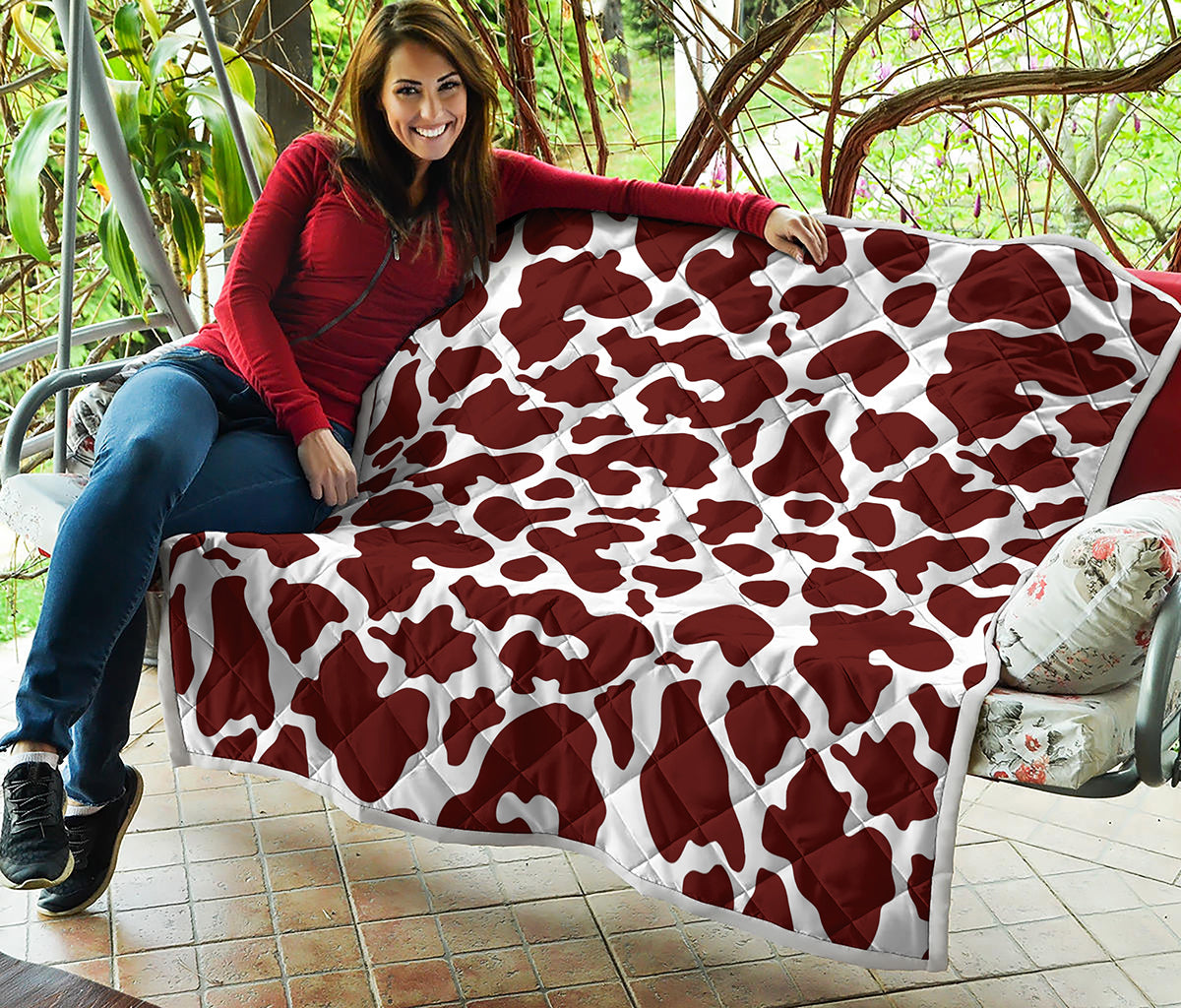 Chocolate Brown And White Cow Print Quilt