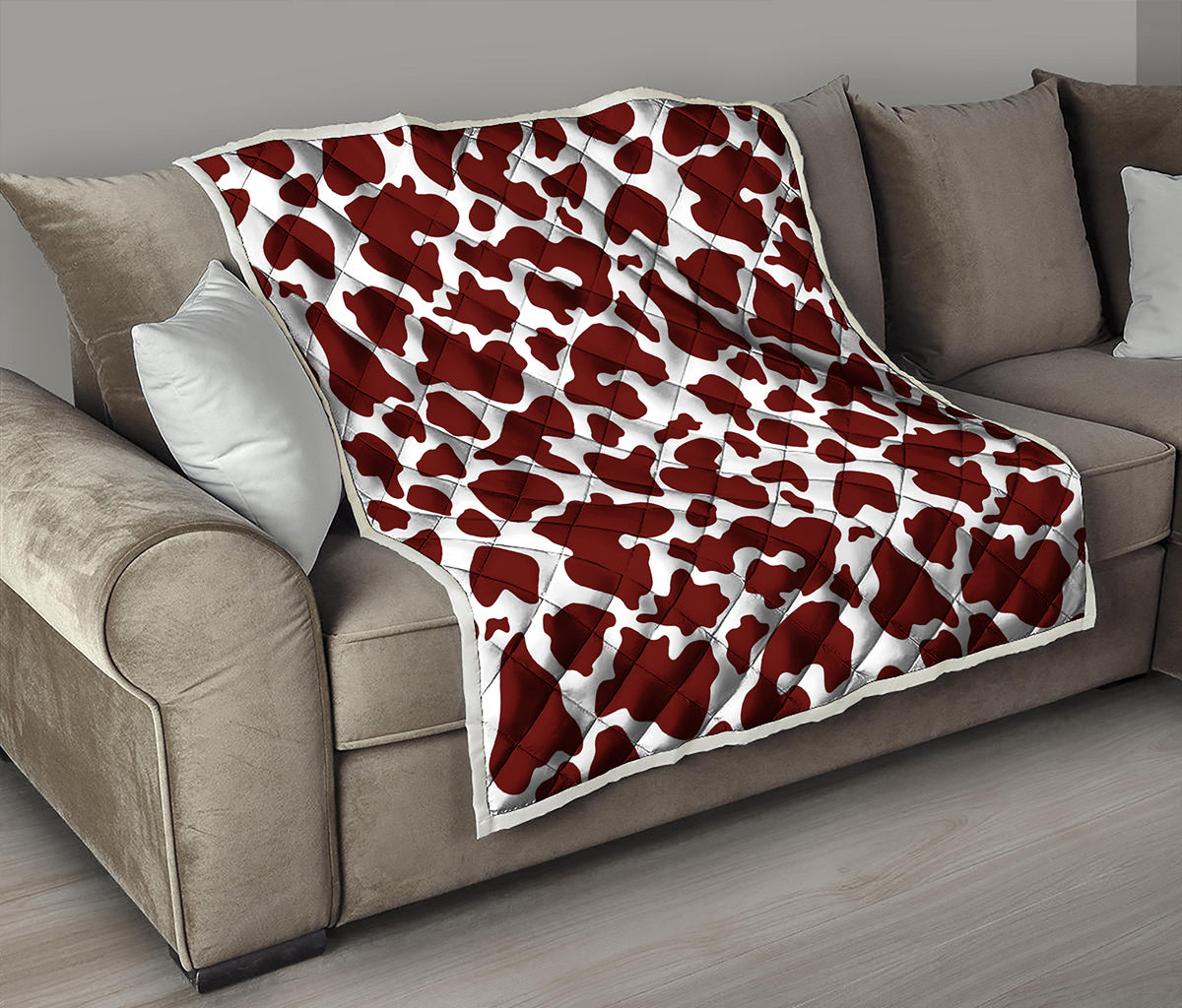 Chocolate Brown And White Cow Print Quilt
