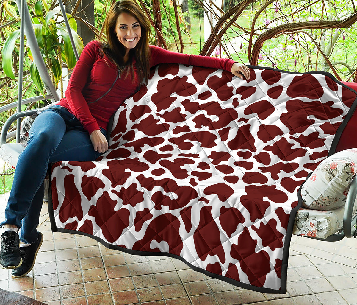 Chocolate Brown And White Cow Print Quilt