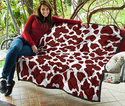 Chocolate Brown And White Cow Print Quilt