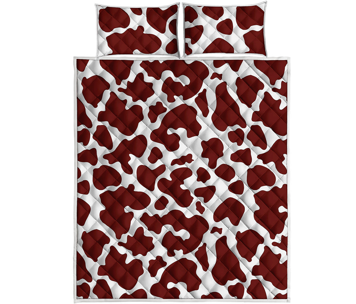Chocolate Brown And White Cow Print Quilt Bed Set