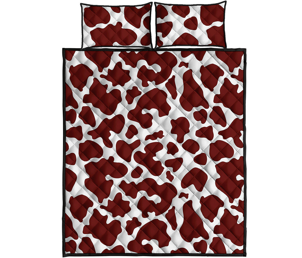Chocolate Brown And White Cow Print Quilt Bed Set
