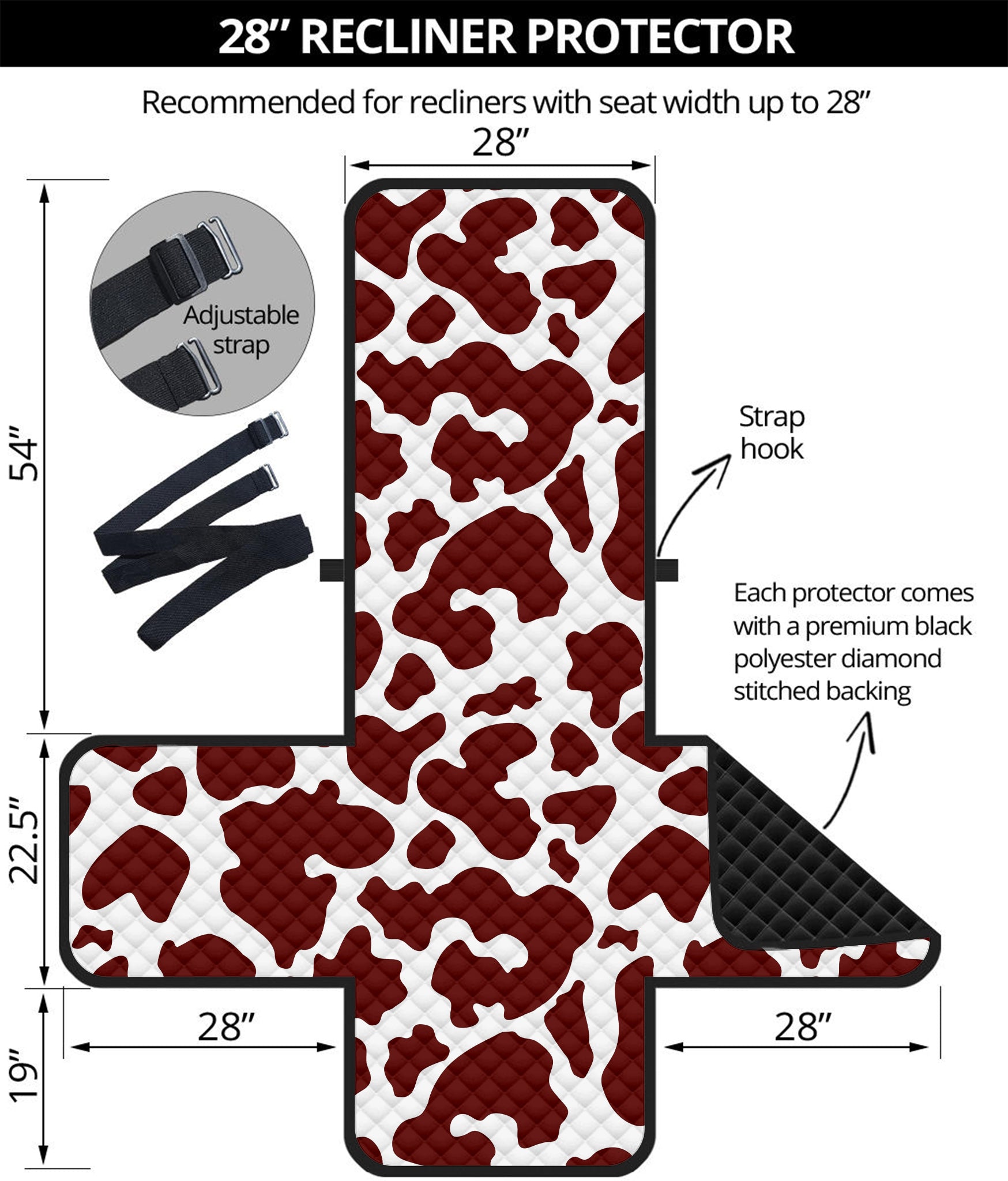 Chocolate Brown And White Cow Print Recliner Protector