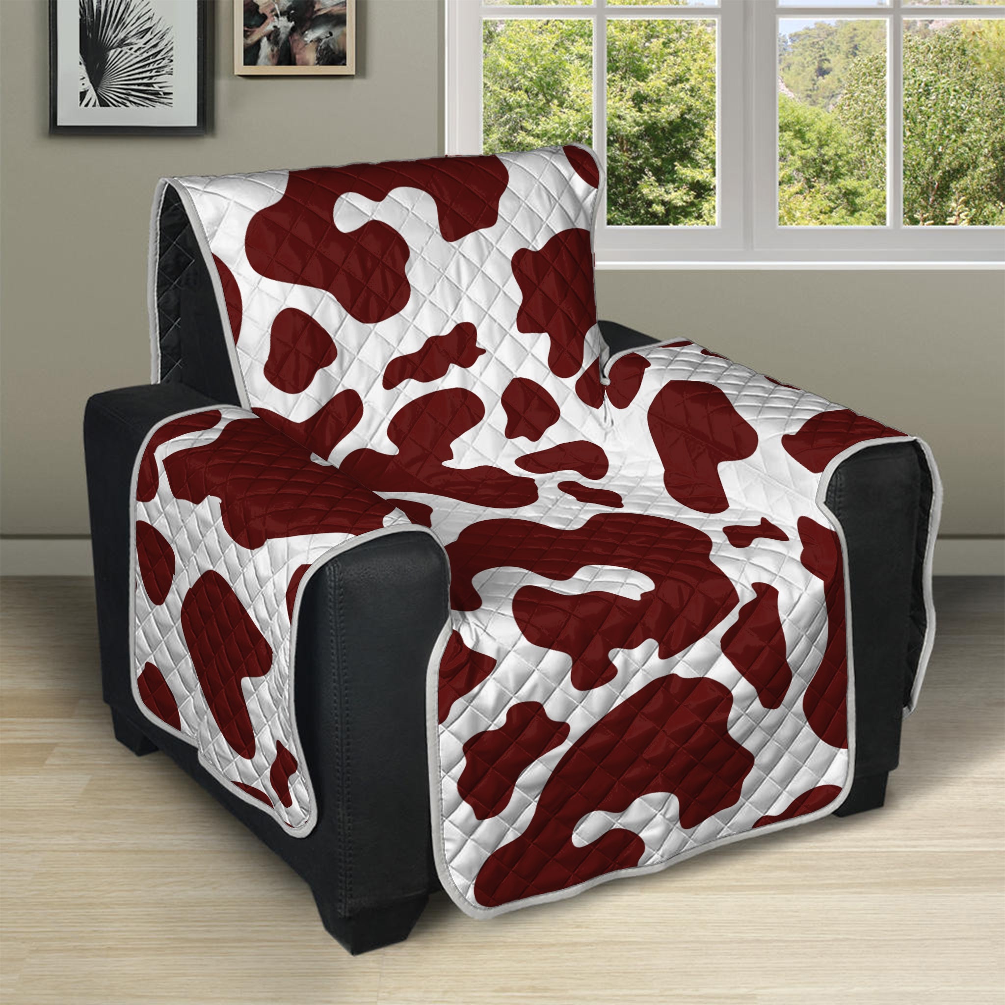 Chocolate Brown And White Cow Print Recliner Protector