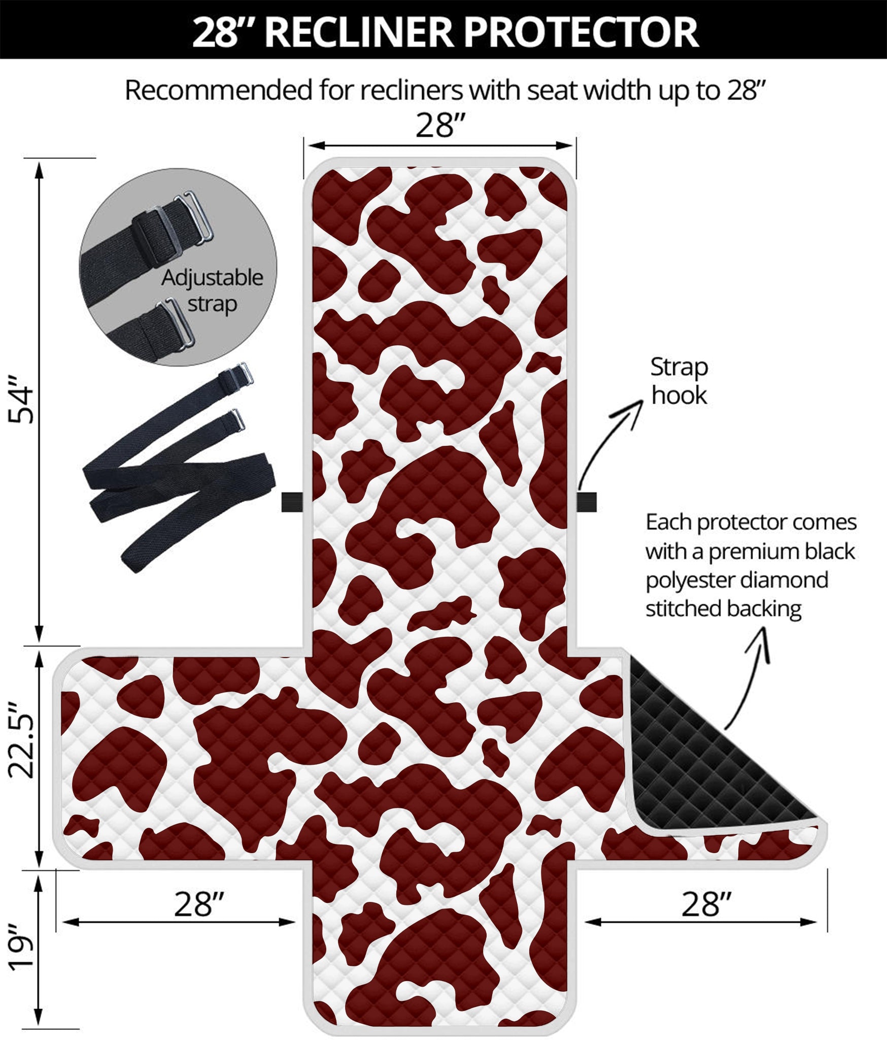 Chocolate Brown And White Cow Print Recliner Protector