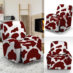 Chocolate Brown And White Cow Print Recliner Slipcover