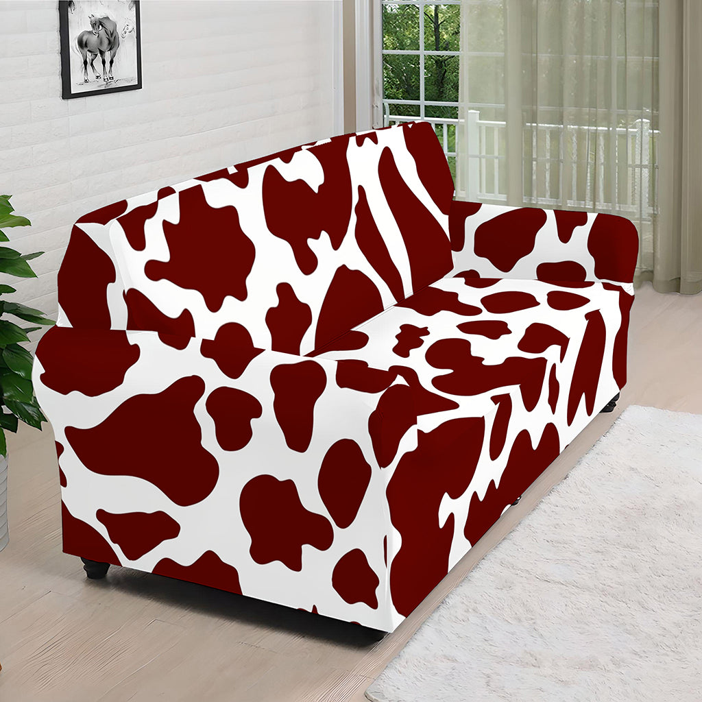 Chocolate Brown And White Cow Print Sofa Cover