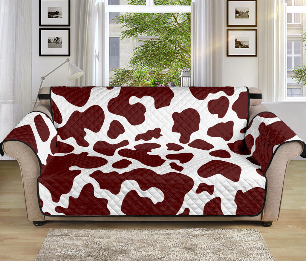 Chocolate Brown And White Cow Print Sofa Protector