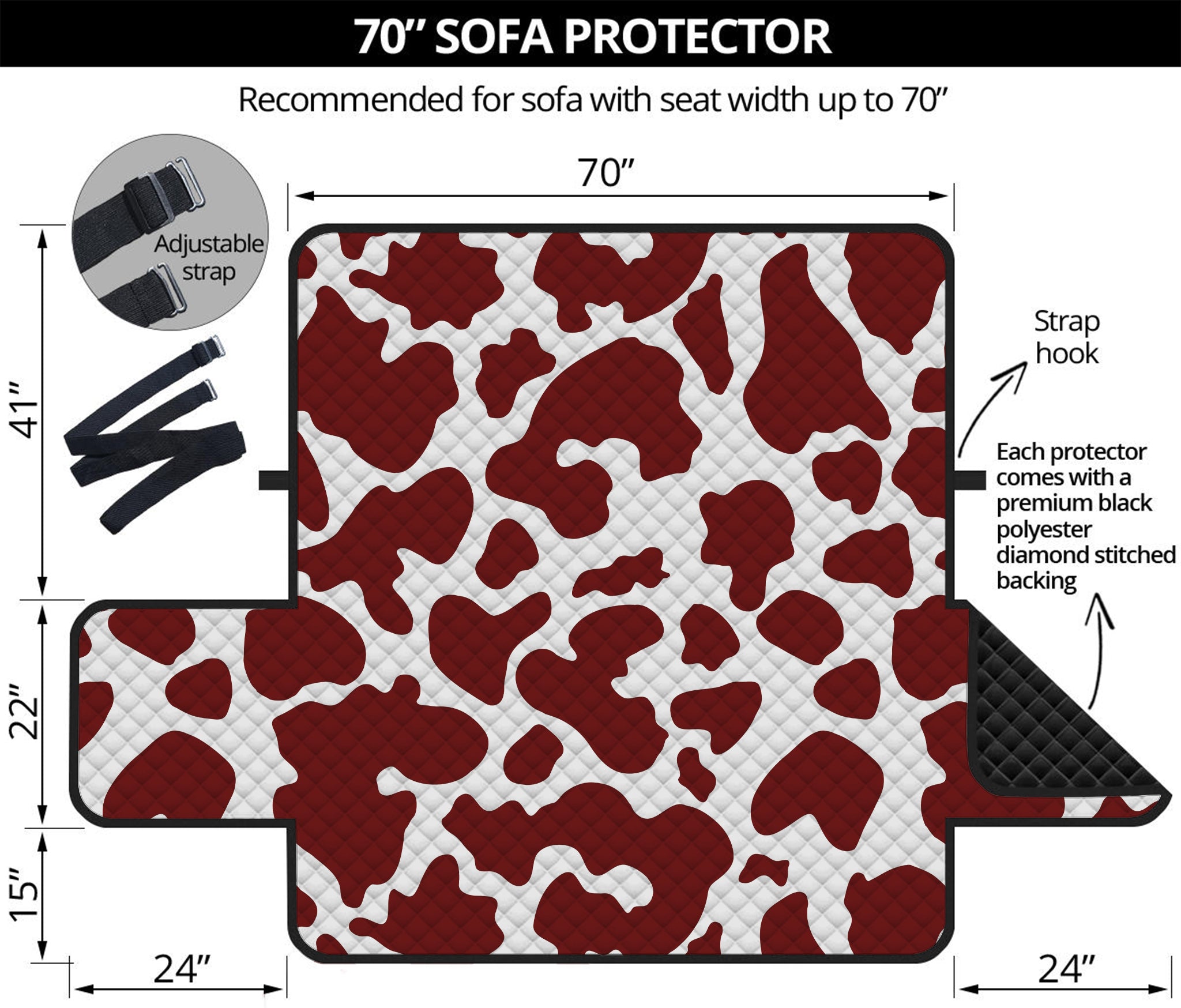 Chocolate Brown And White Cow Print Sofa Protector