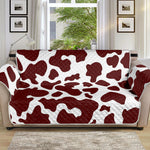 Chocolate Brown And White Cow Print Sofa Protector