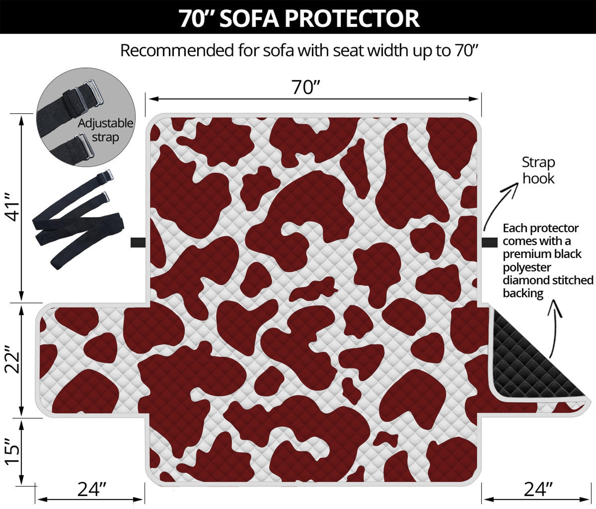 Chocolate Brown And White Cow Print Sofa Protector