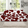 Chocolate Brown And White Cow Print Sofa Slipcover