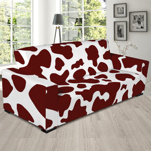 Chocolate Brown And White Cow Print Sofa Slipcover