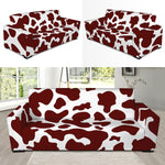 Chocolate Brown And White Cow Print Sofa Slipcover