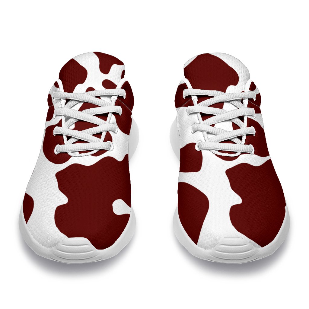 Chocolate Brown And White Cow Print Sport Shoes GearFrost