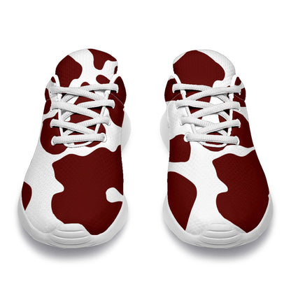 Chocolate Brown And White Cow Print Sport Shoes GearFrost