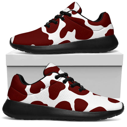 Chocolate Brown And White Cow Print Sport Shoes GearFrost