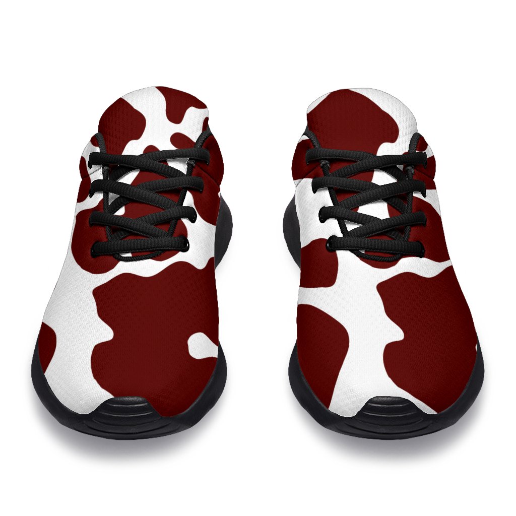 Chocolate Brown And White Cow Print Sport Shoes GearFrost