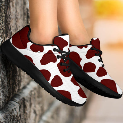 Chocolate Brown And White Cow Print Sport Shoes GearFrost