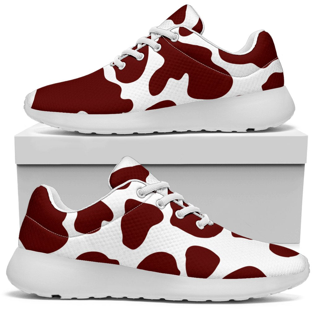 Chocolate Brown And White Cow Print Sport Shoes GearFrost