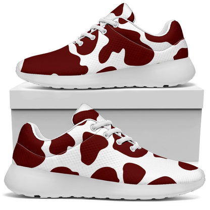 Chocolate Brown And White Cow Print Sport Shoes GearFrost