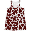 Chocolate Brown And White Cow Print Women's Racerback Tank Top