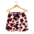 Chocolate Brown And White Cow Print Women's Shorts